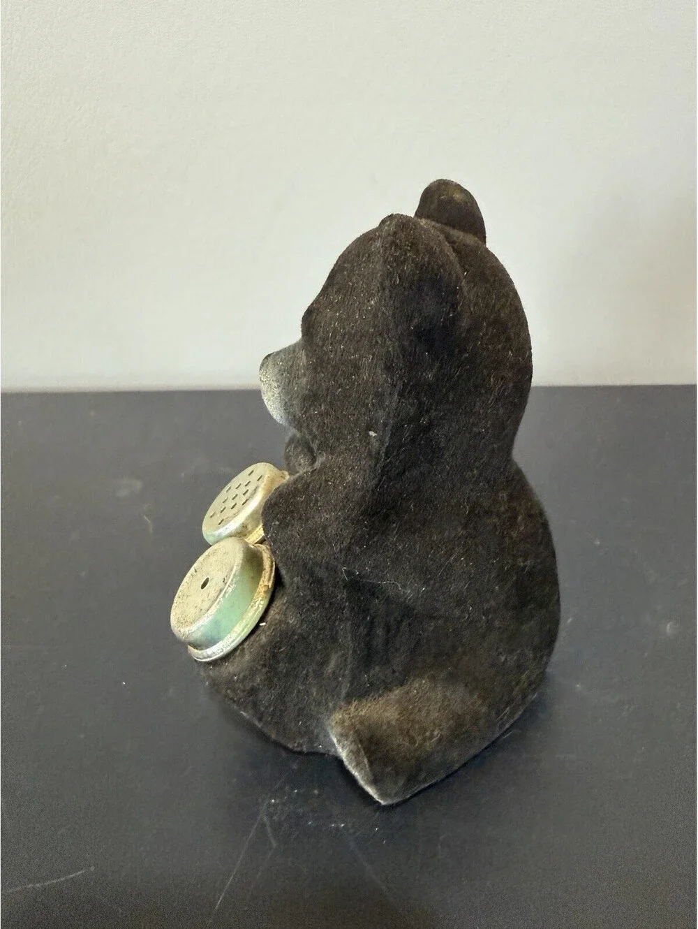 Vintage Flocked Black Bear Salt & Pepper Shakers -Great Smoky Mountains